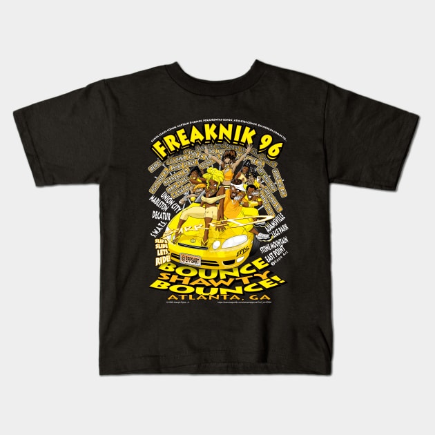 Freaknik 1996 Bounce Shawty Bounce! Yellow Colorway Kids T-Shirt by Epps Art